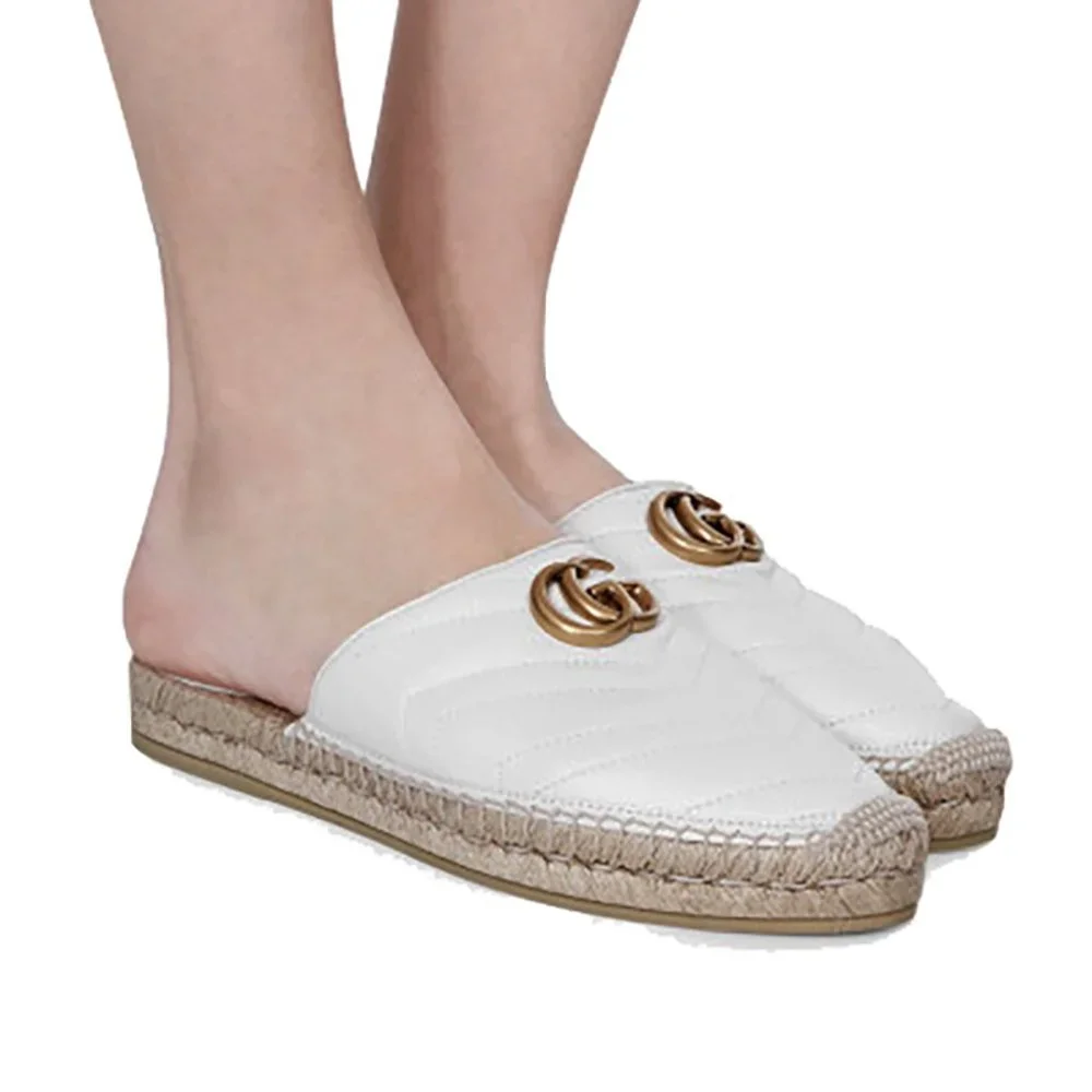 Gucci white Mules with Gold Accent - Picture 8 of 8
